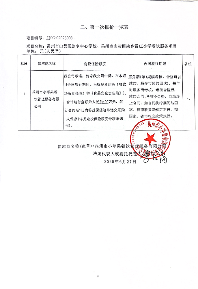 禹州市山貨回族鄉(xiāng)中心學(xué)校、禹州市山貨回族鄉(xiāng)雷莊小學(xué)餐飲服務(wù)項目  成交公告